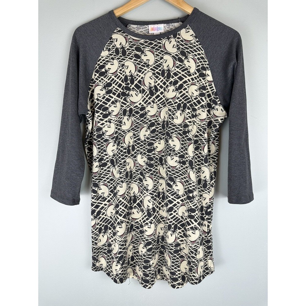 LulaRoe Women’s Disney Mickey Mouse Print 3/4 Raglan Sleeve Shirt Size Small
